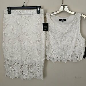 LULUS 2 Piece White Lace Bridal Set Sz M NWT
